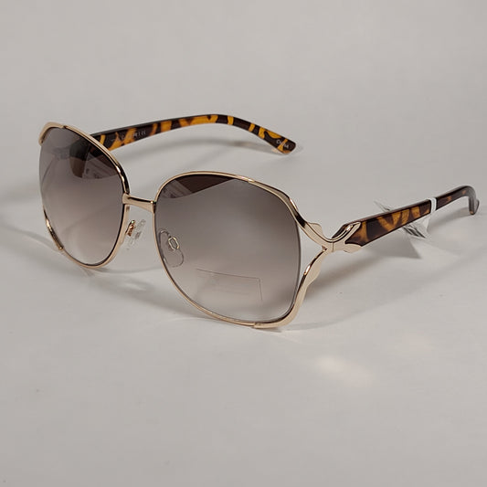 Tahari Butterfly Vented Sunglasses Brown Tortoise And Gold Frame Silver Mirror Gradient Lens TH643 GLDBR - Sunglasses