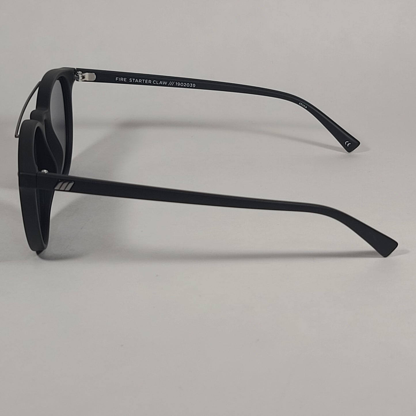 Le Specs Fire Starter Claw Round Sunglasses Matte Black Frame Gray Tinted Lens LSP1902039 - Sunglasses