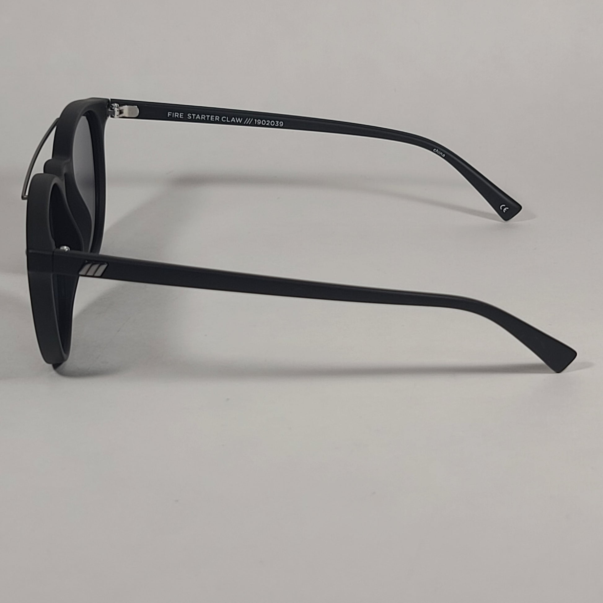 Le Specs Fire Starter Claw Round Sunglasses Matte Black Frame Gray Tinted Lens LSP1902039 - Sunglasses