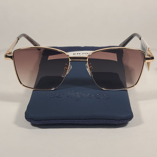 Le Specs Supastar Square Sunglasses Bright Gold Metal Frame Brown Gradient Lens LSP1902057 - Sunglasses