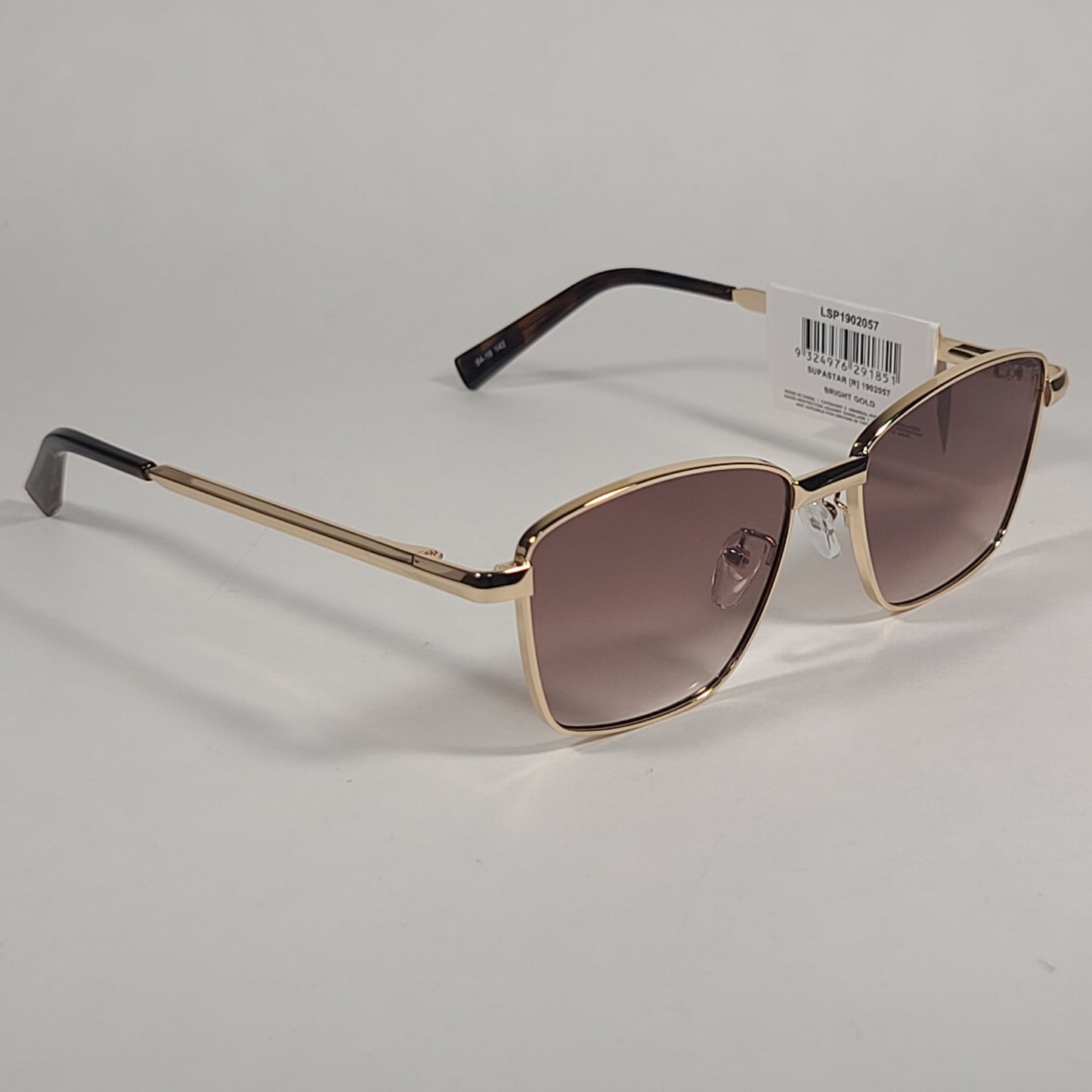 Le Specs Supastar Square Sunglasses Bright Gold Metal Frame Brown Gradient Lens LSP1902057 - Sunglasses