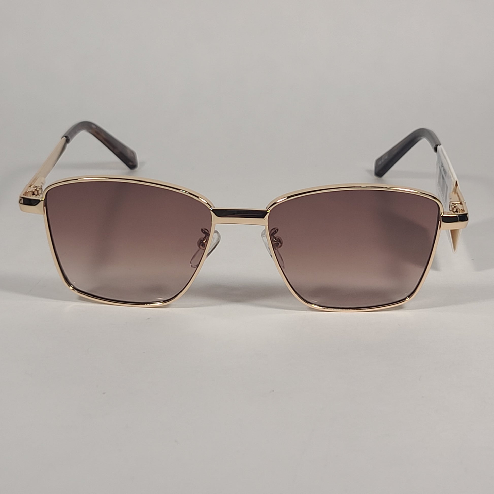 Le Specs Supastar Square Sunglasses Bright Gold Metal Frame Brown Gradient Lens LSP1902057 - Sunglasses