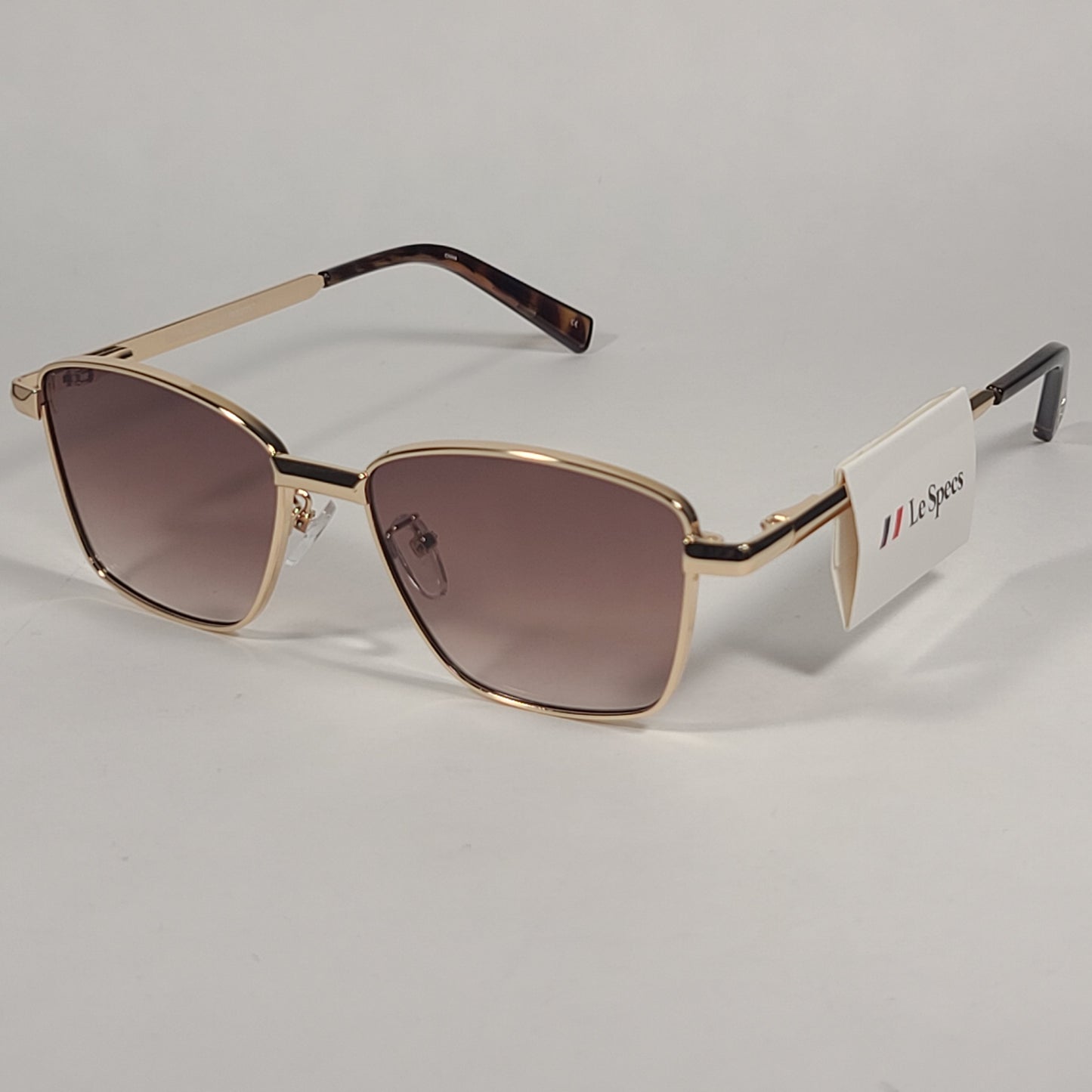 Le Specs Supastar Square Sunglasses Bright Gold Metal Frame Brown Gradient Lens LSP1902057 - Sunglasses