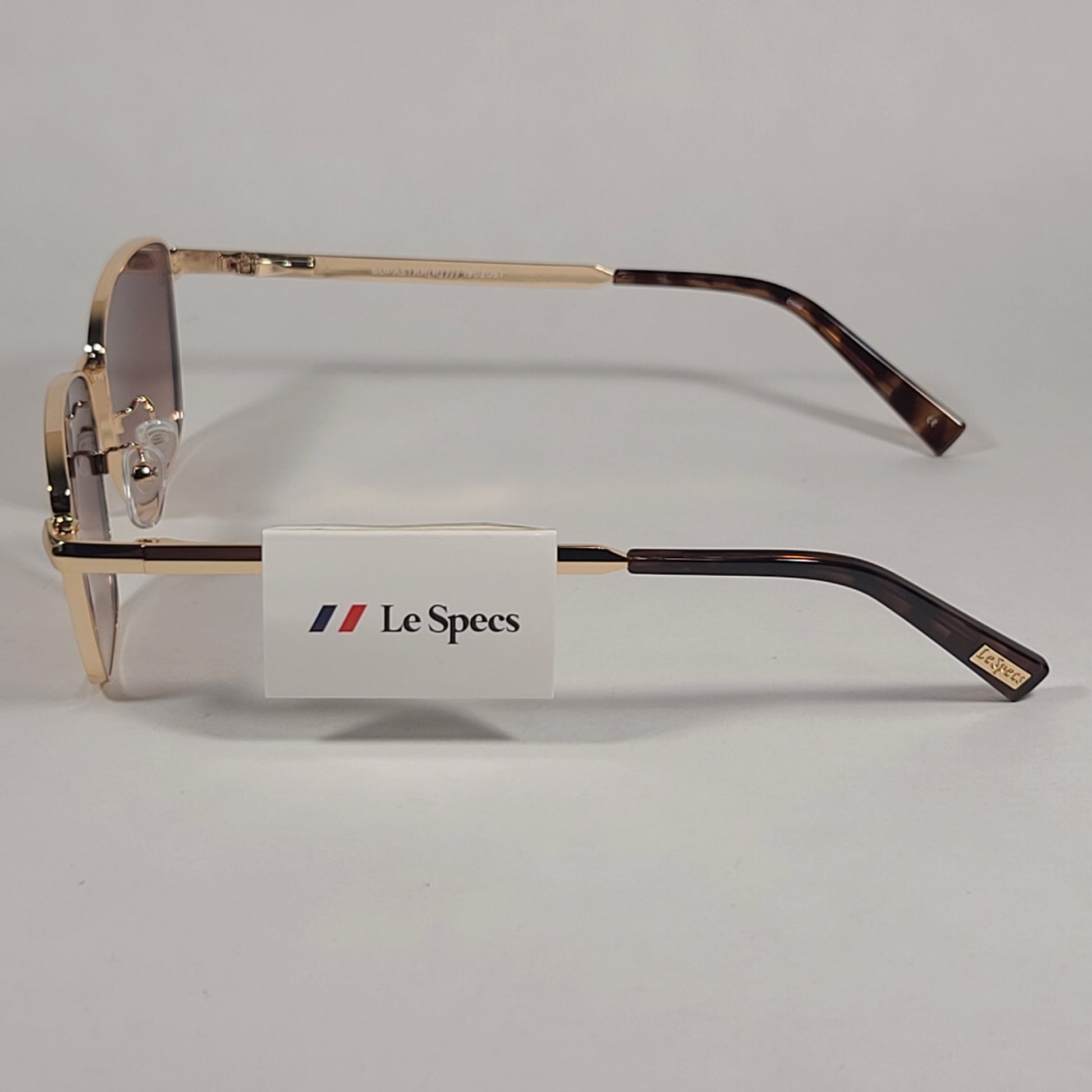 Le Specs Supastar Square Sunglasses Bright Gold Metal Frame Brown Gradient Lens LSP1902057 - Sunglasses
