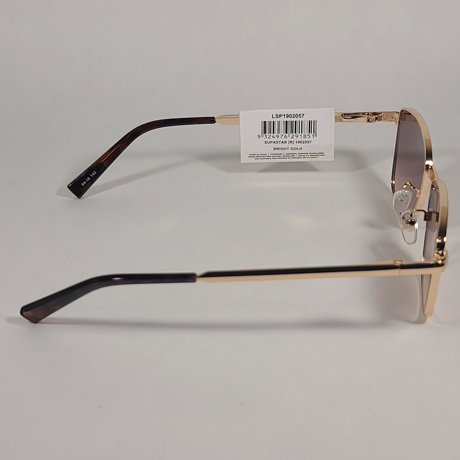 Le Specs Supastar Square Sunglasses Bright Gold Metal Frame Brown Gradient Lens LSP1902057 - Sunglasses