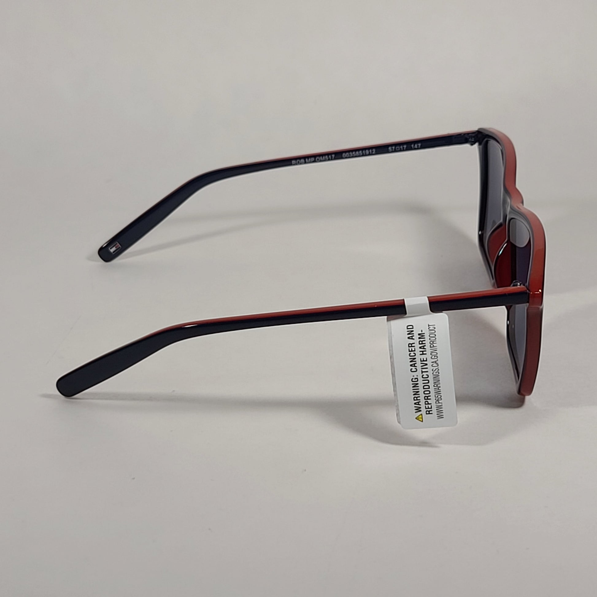 Tommy Hilfiger Rob Square Sunglasses Two Tone Navy Blue Red Gray Lens ROB MP OM517 - Sunglasses