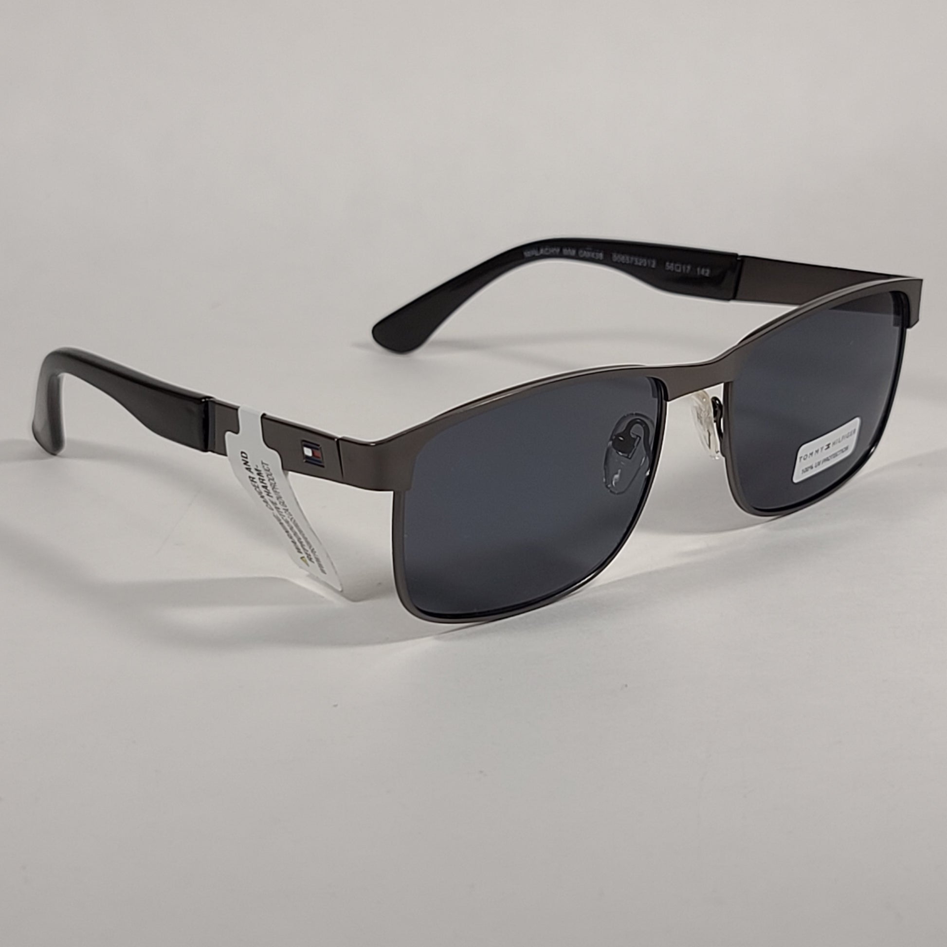 Tommy Hilfiger Malachy Rectangle Sunglasses Gunmetal Gray Frame Gray Lens MALACHY MM OM438 - Sunglasses