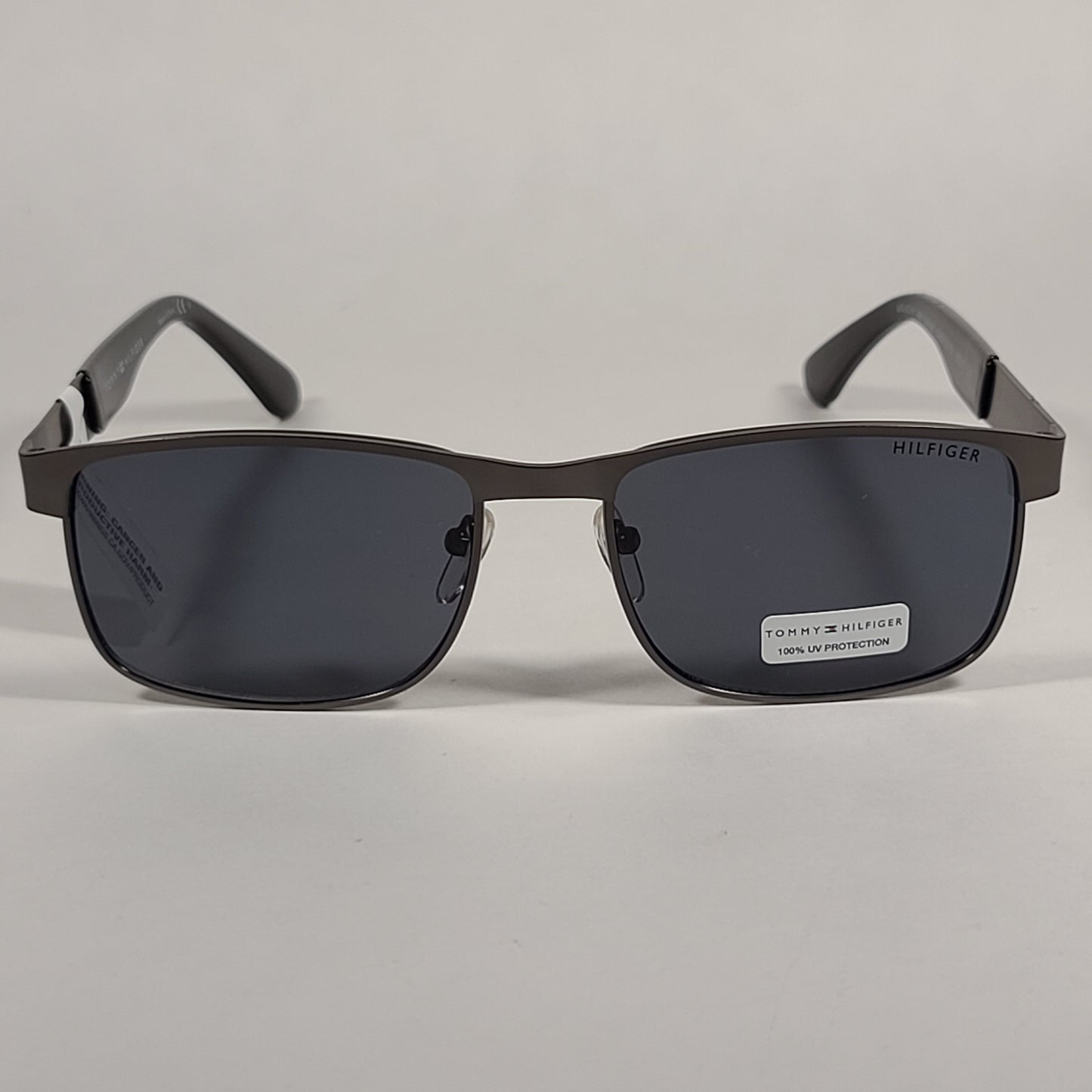 Tommy Hilfiger Malachy Rectangle Sunglasses Gunmetal Gray Frame Gray Lens MALACHY MM OM438 - Sunglasses