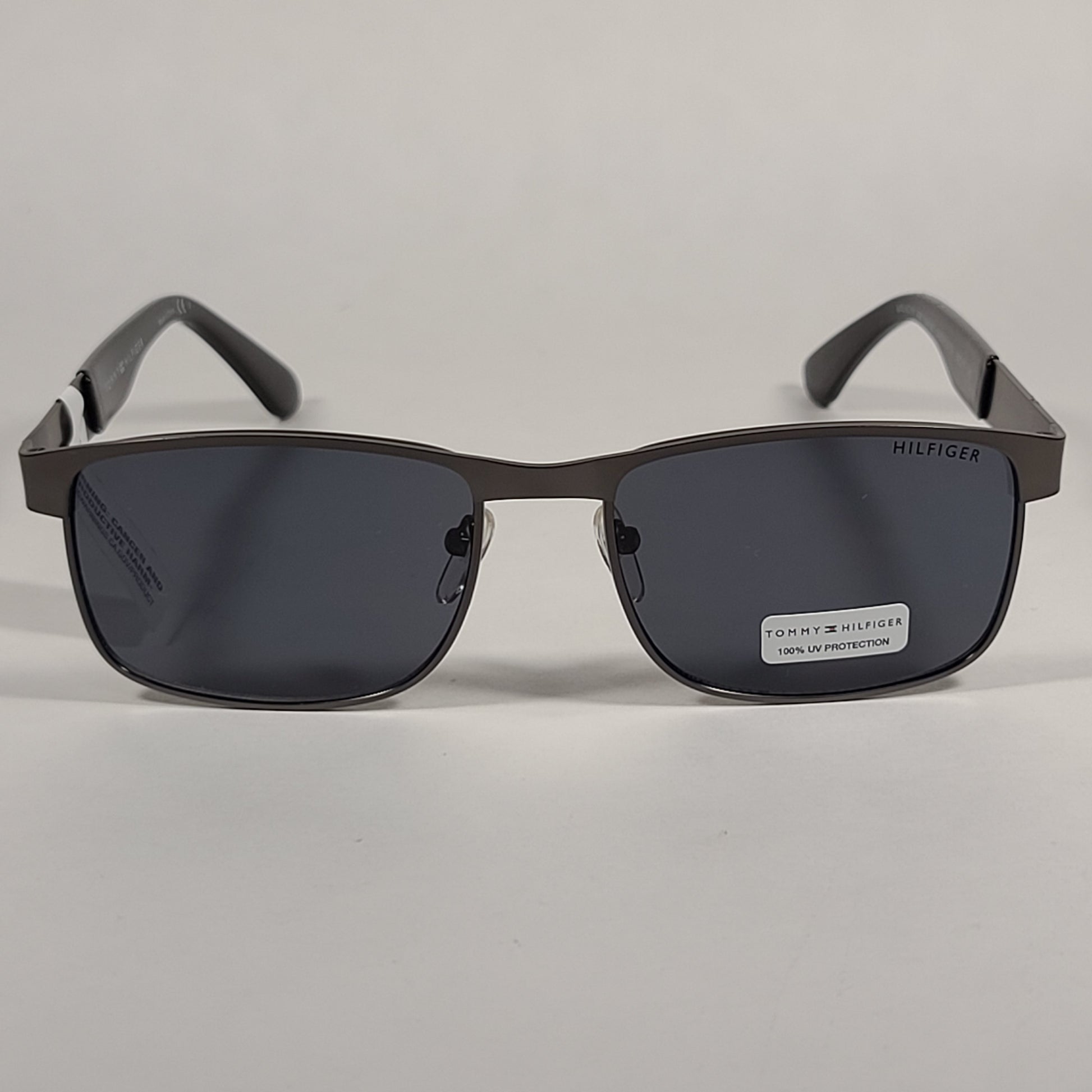 Tommy Hilfiger Malachy Rectangle Sunglasses Gunmetal Gray Frame Gray Lens MALACHY MM OM438 - Sunglasses