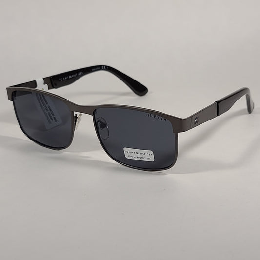 Tommy Hilfiger Malachy Rectangle Sunglasses Gunmetal Gray Frame Gray Lens MALACHY MM OM438 - Sunglasses