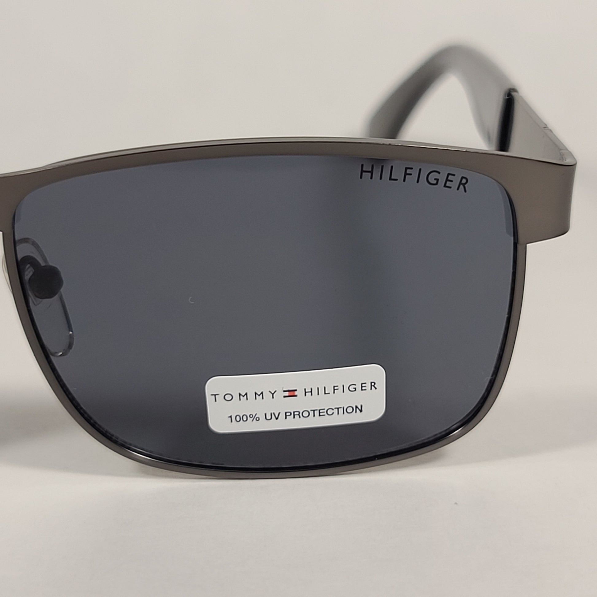 Tommy Hilfiger Malachy Rectangle Sunglasses Gunmetal Gray Frame Gray Lens MALACHY MM OM438 - Sunglasses