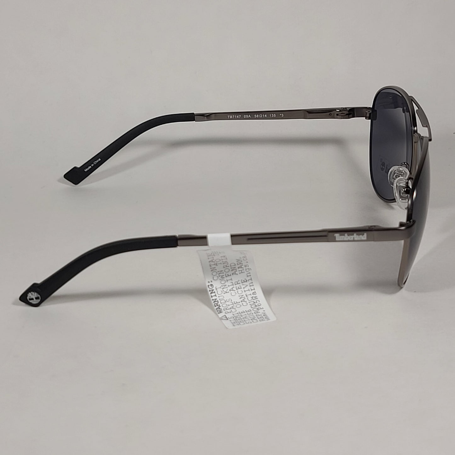 Timberland Aviator Sunglasses Gunmetal Gray Frame Gray Tinted Lens TB7147 09A - Sunglasses
