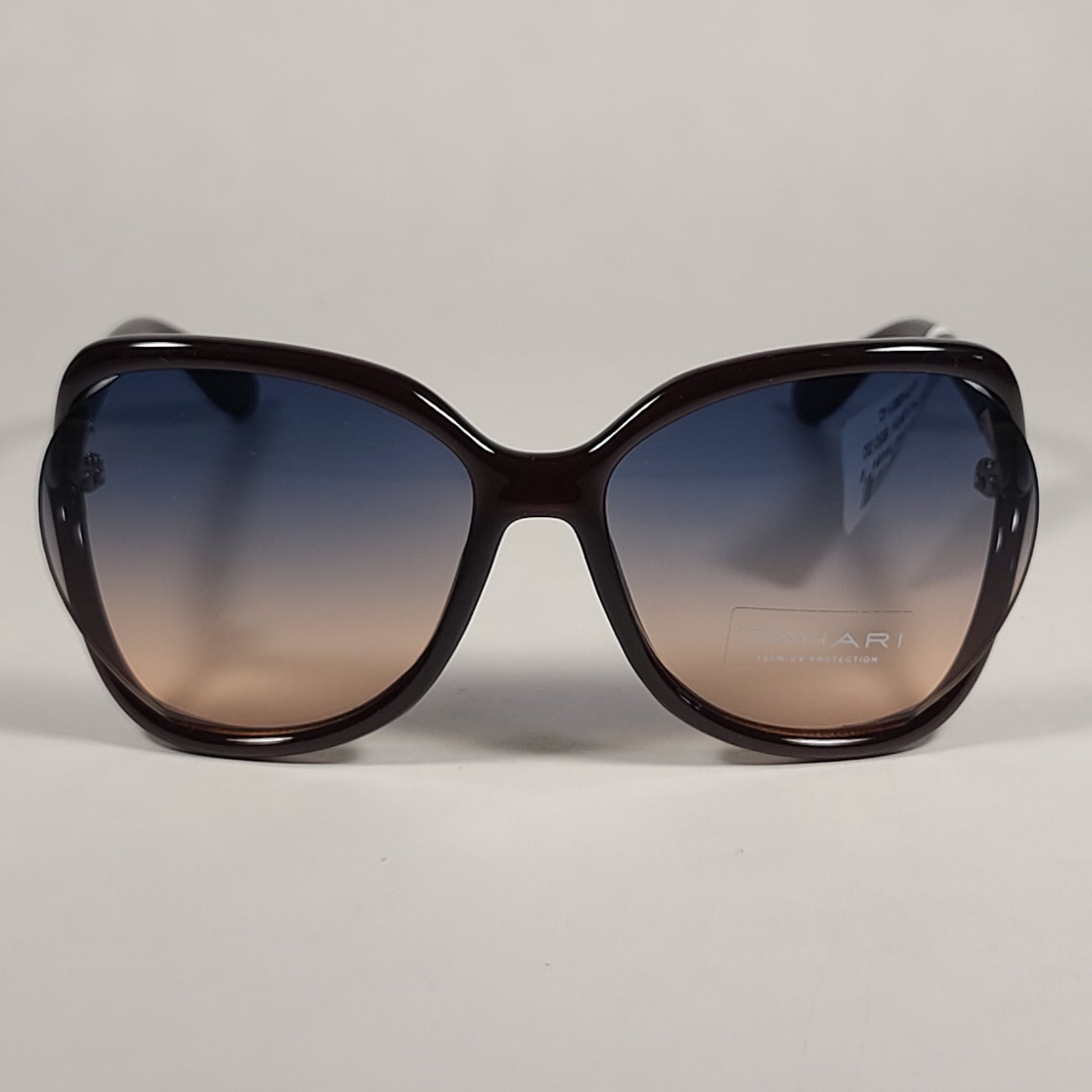 Tahari Butterfly Vented Sunglasses Brown Frame Blue Pink Gradient Lens TH740 BRN - Sunglasses