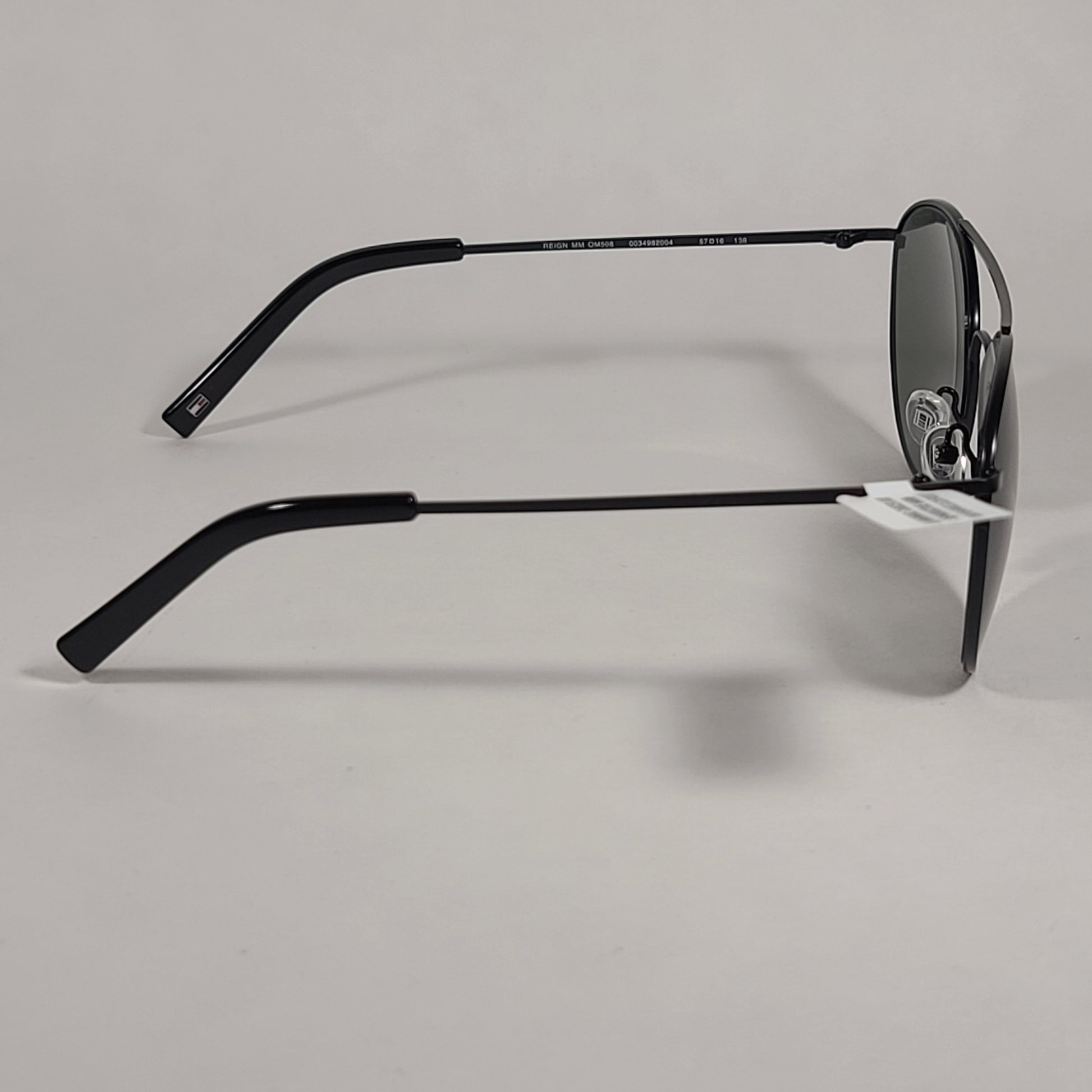 Tommy Hilfiger Reign Small Aviator Sunglasses Shiny Black Frame Green Tinted Lens REIGN MM OM508 - Sunglasses