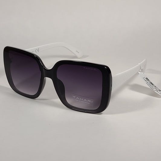 Tahari Butterfly Oversize Sunglasses Black And White Frame Smoke Gradient Lens TH815 OX - Sunglasses