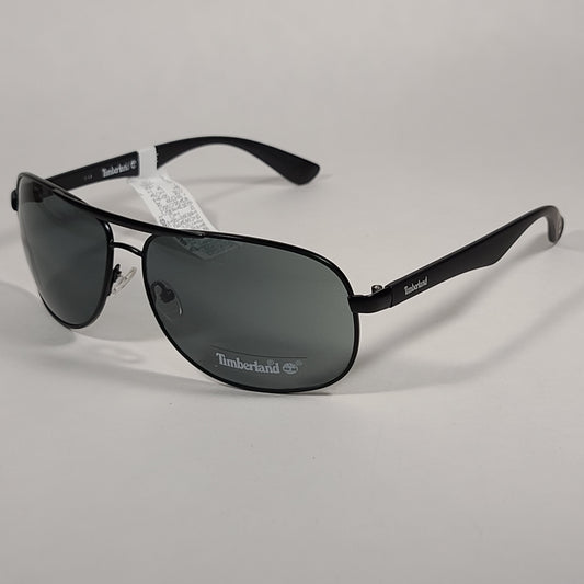 Timberland Aviator Sunglasses Matte Black Frame Green Lens TB7151 02N - Sunglasses