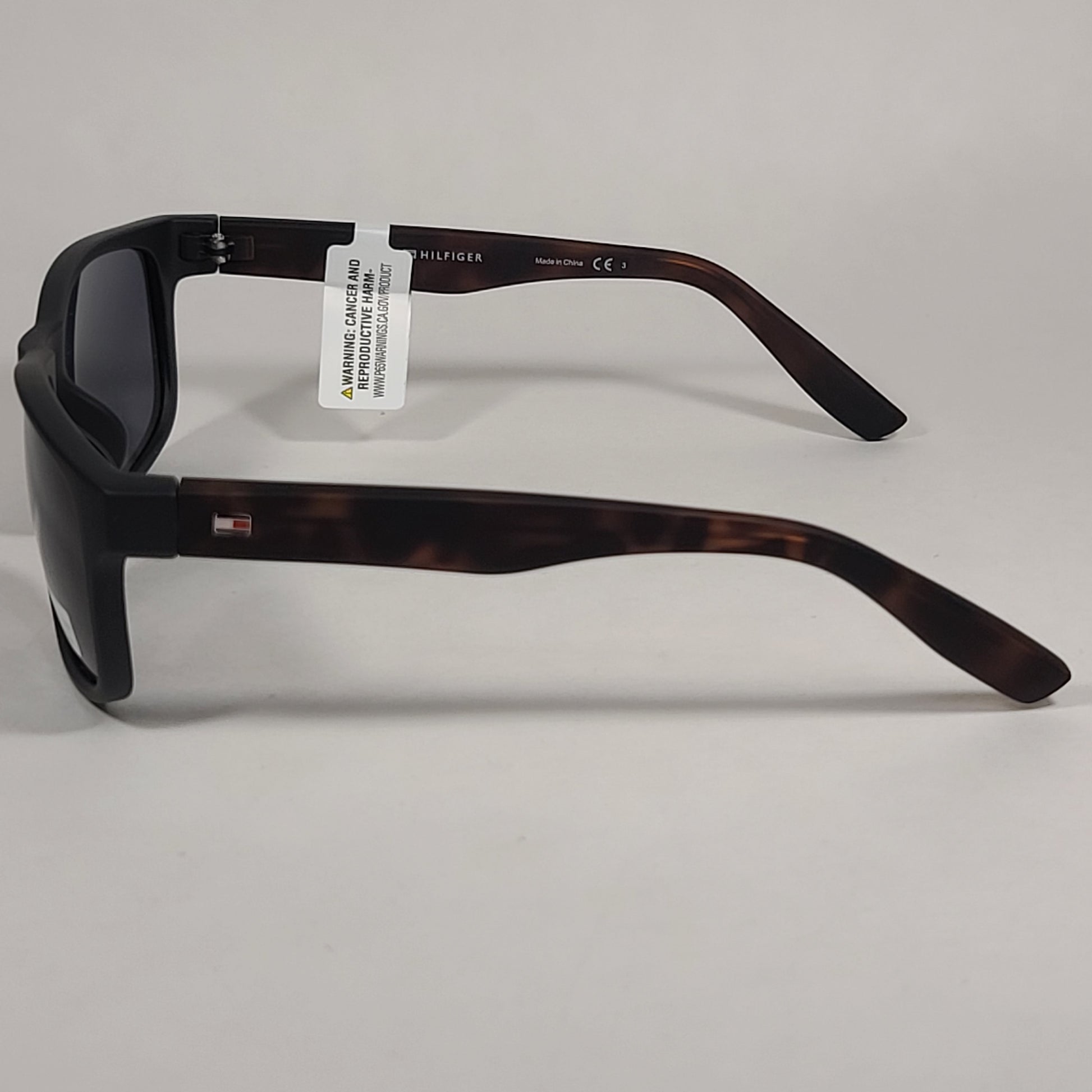 Tommy Hilfiger Luis Rectangular Sunglasses Matte Black And Dark Tortoise Frame Gray Lens LUIS MP OM347 - Sunglasses
