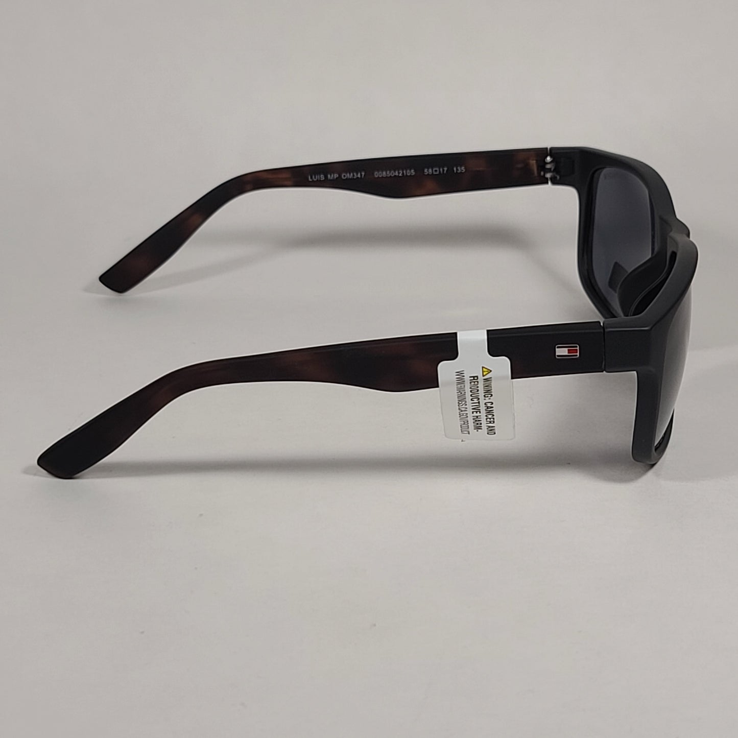Tommy Hilfiger Luis Rectangular Sunglasses Matte Black And Dark Tortoise Frame Gray Lens LUIS MP OM347 - Sunglasses