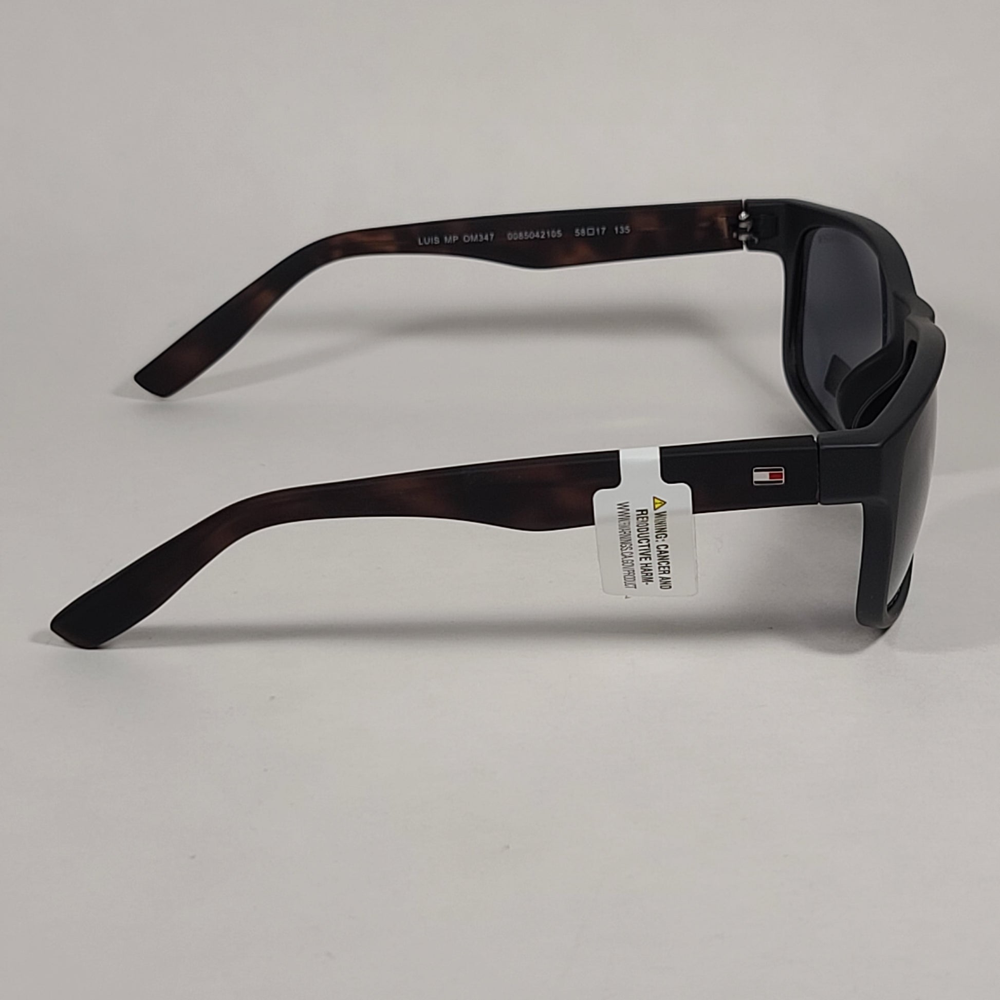 Tommy Hilfiger Luis Rectangular Sunglasses Matte Black And Dark Tortoise Frame Gray Lens LUIS MP OM347 - Sunglasses