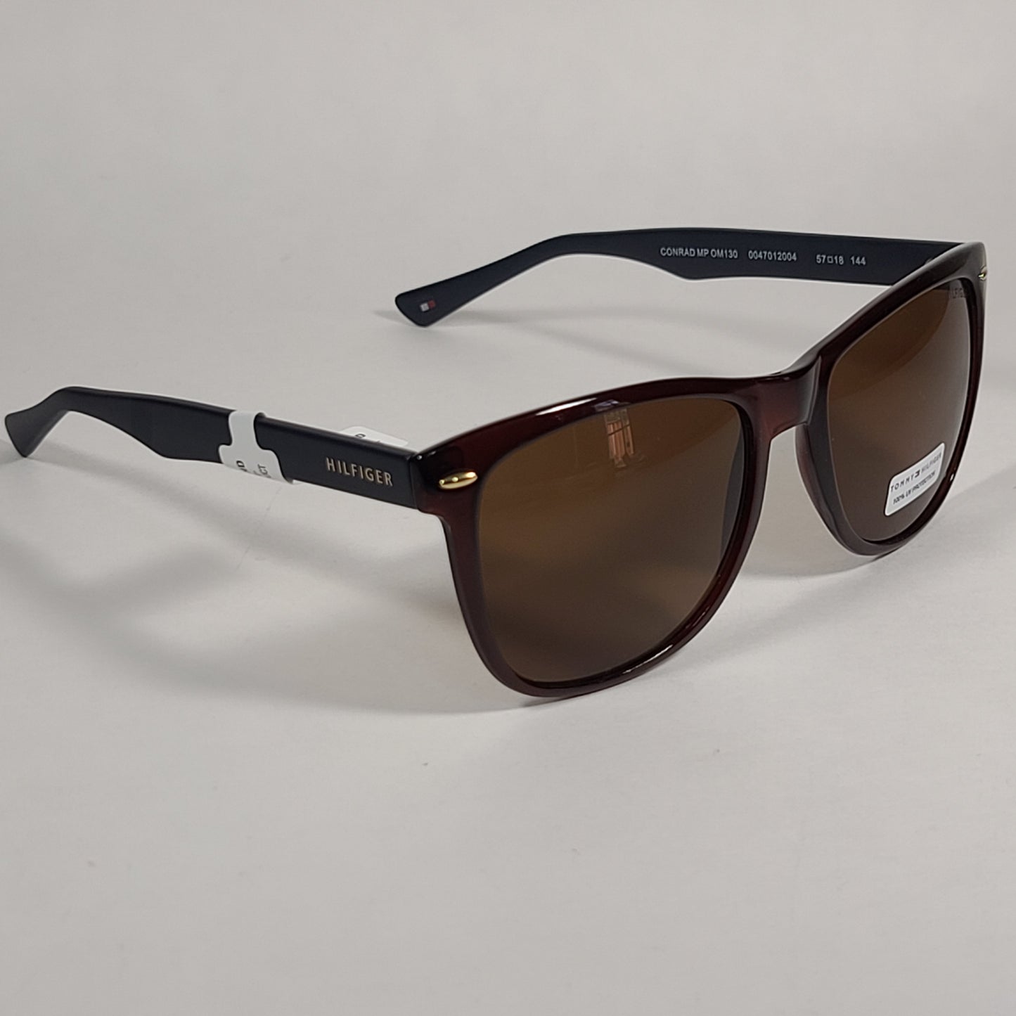 Tommy Hilfiger Conrad Rectangular Sunglasses Brown And Dark Navy Blue Frame Brown Lens CONRAD MP OM130 - Sunglasses