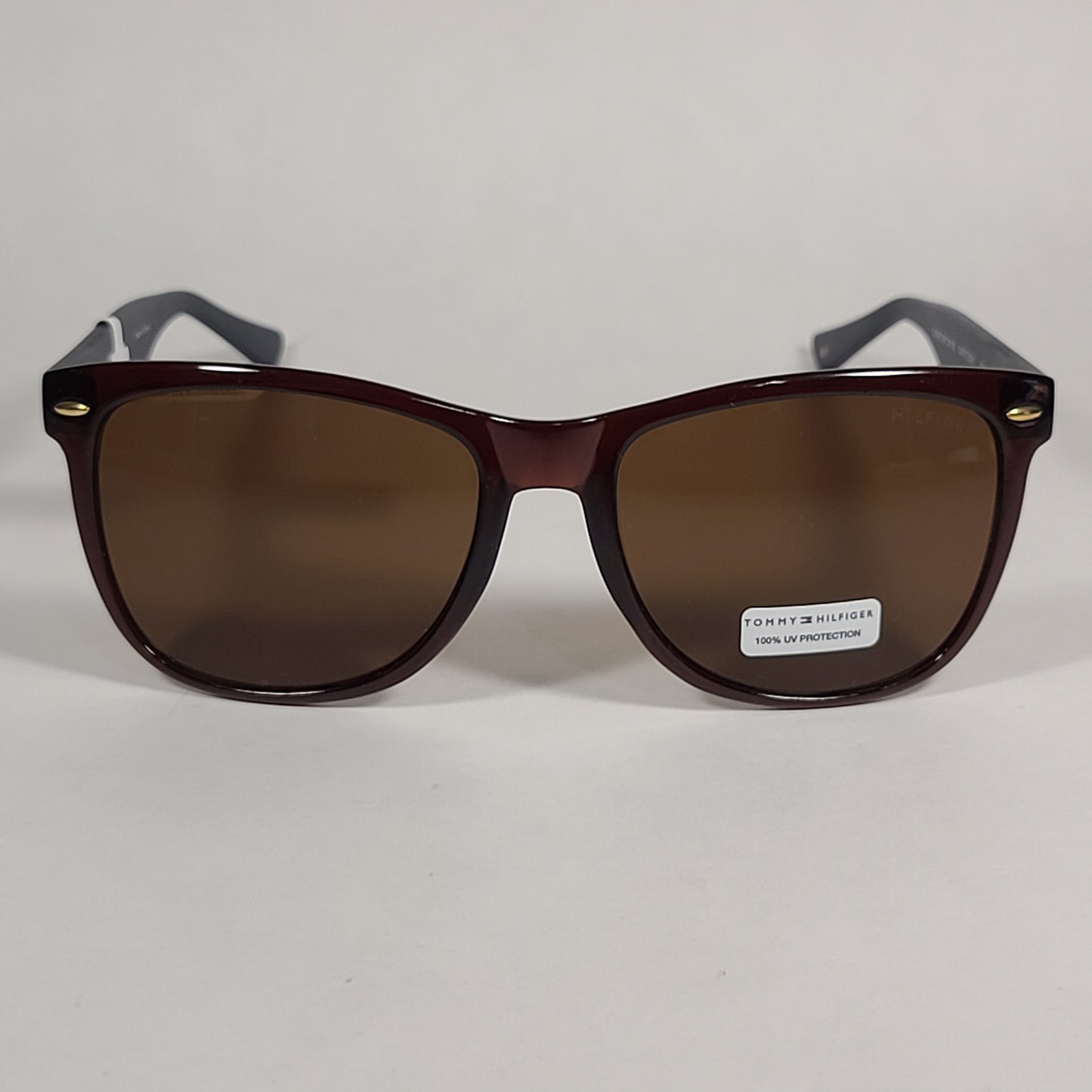 Tommy Hilfiger Conrad Rectangular Sunglasses Brown And Dark Navy Blue Frame Brown Lens CONRAD MP OM130 - Sunglasses