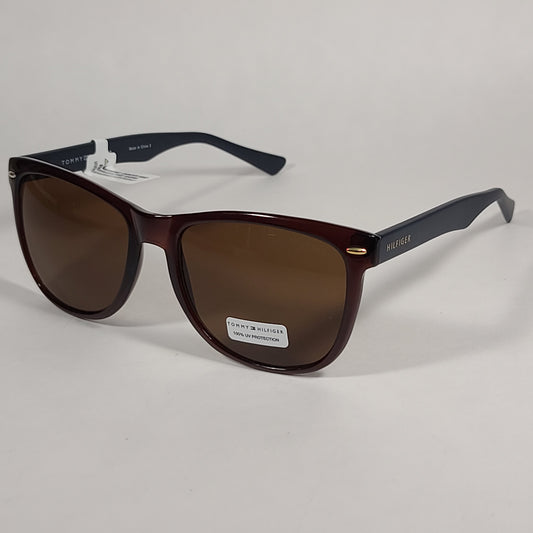 Tommy Hilfiger Conrad Rectangular Sunglasses Brown And Dark Navy Blue Frame Brown Lens CONRAD MP OM130 - Sunglasses