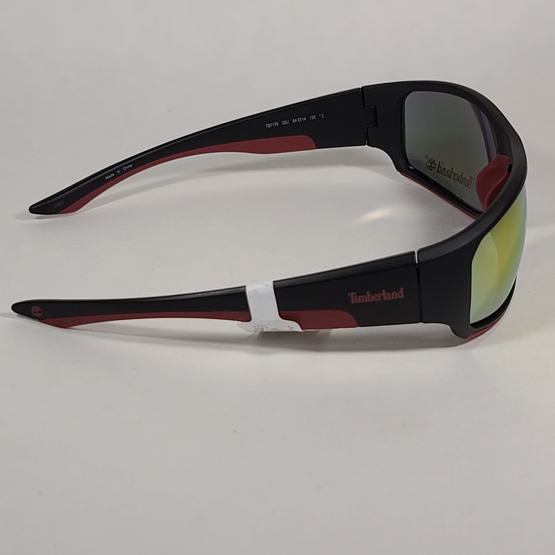 Timberland Wrap Sunglasses Matte Black Burnt Orange Frame Orange Mirror Lens TB7178 02U - Sunglasses