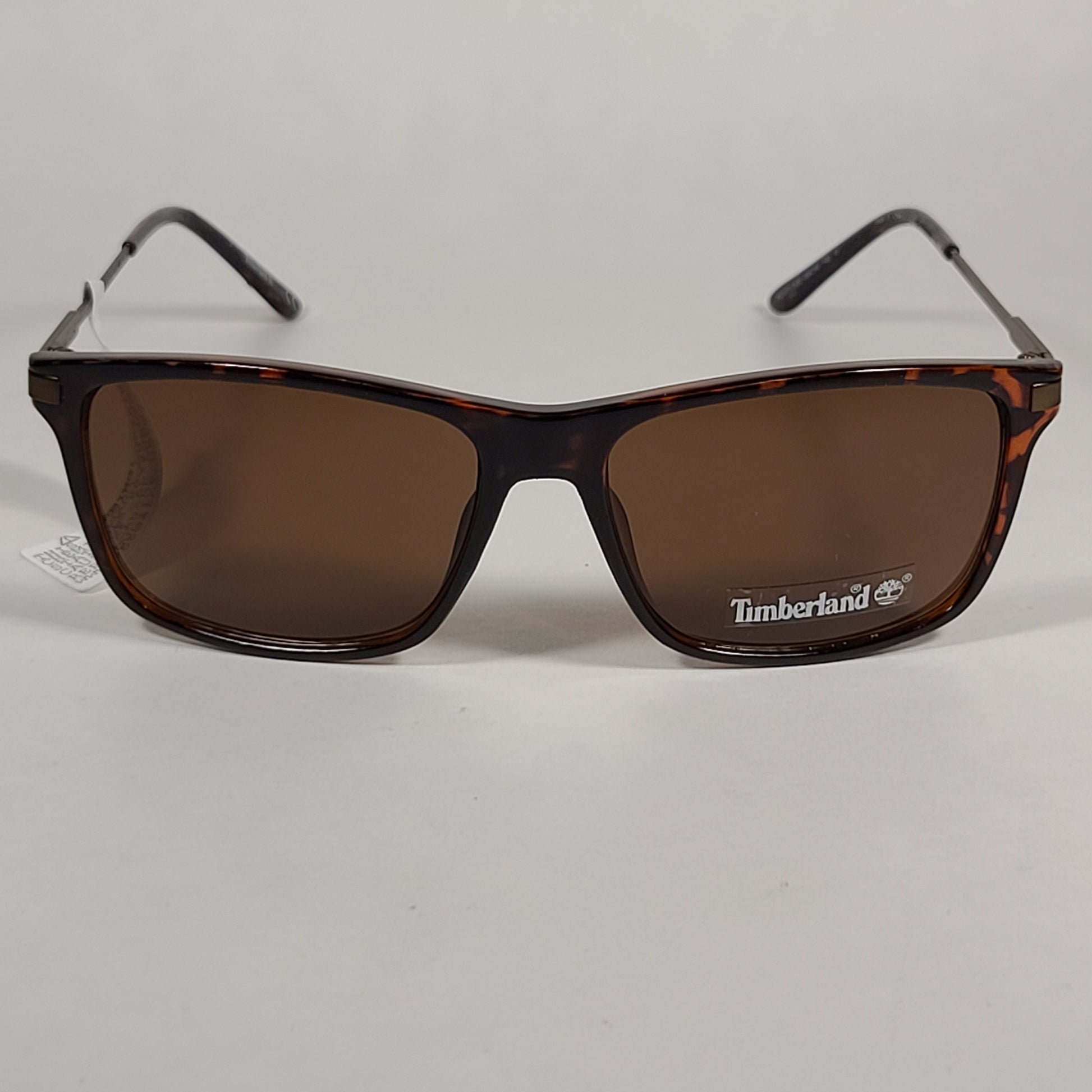 Timberland Rectangle Sunglasses Brown Metal Tortoise Frame Brown Lens TB7177 52E - Sunglasses