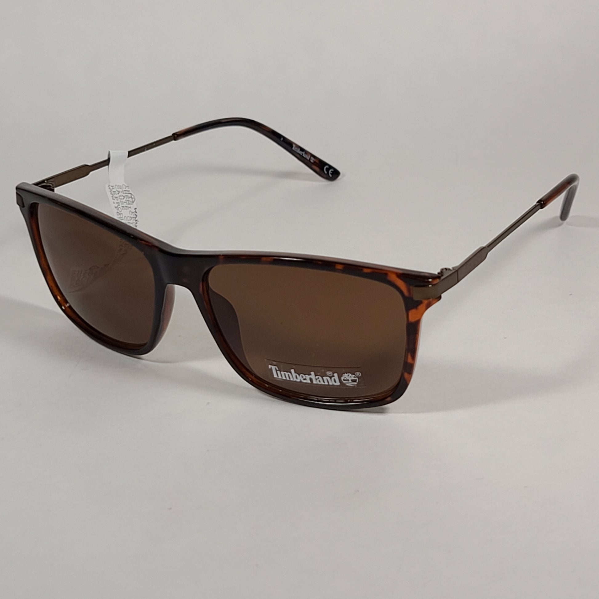 Timberland Rectangle Sunglasses Brown Metal Tortoise Frame Brown Lens TB7177 52E - Sunglasses