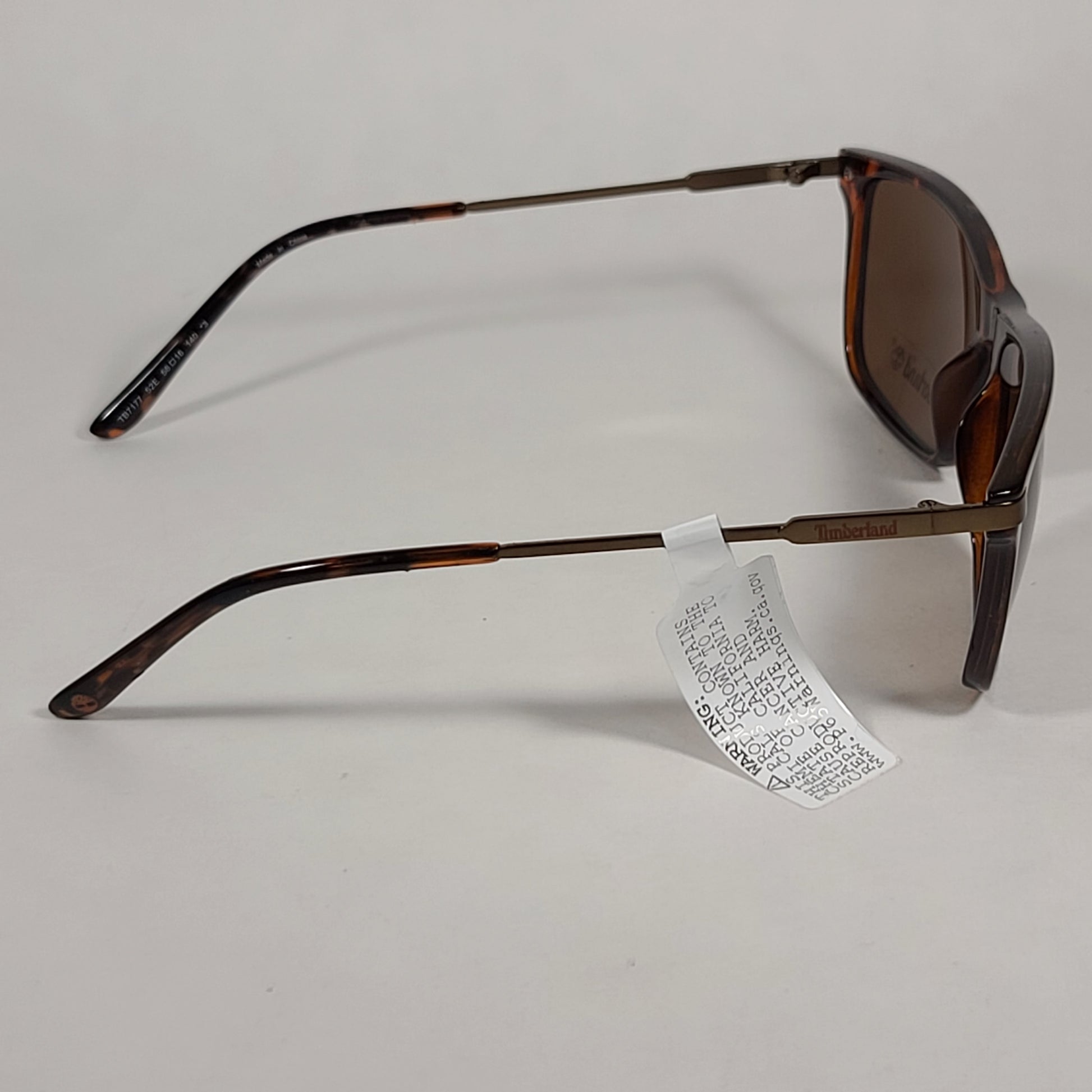 Timberland Rectangle Sunglasses Brown Metal Tortoise Frame Brown Lens TB7177 52E - Sunglasses