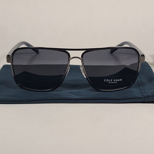 Cole Haan Polarized Navigator Sunglasses Gunmetal Navy Gray Lens CH8008 015 GUNMETAL - Sunglasses