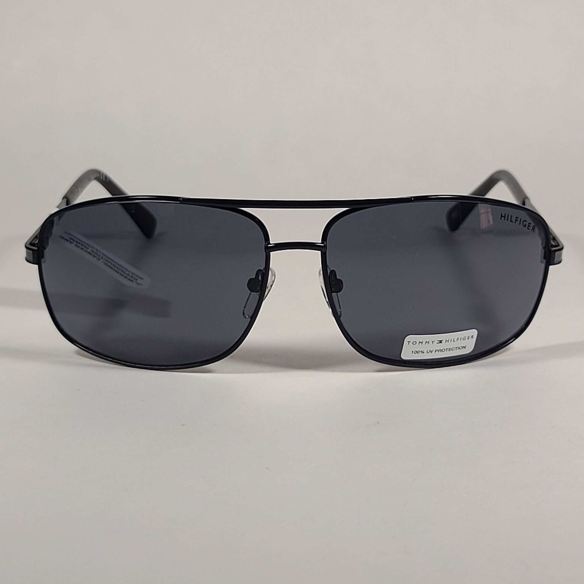 Tommy Hilfiger Vance Rectangular Sunglasses Black Gray Frame Gray Tinted Lens VANCE MM OM205 - Sunglasses
