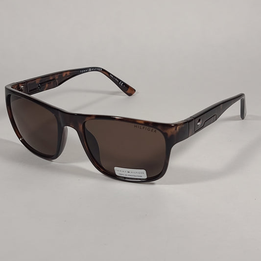 Tommy Hilfiger Wilson Rectangular Sunglasses Brown Tortoise Frame Brown Lens WILSON MP OM563 - Sunglasses