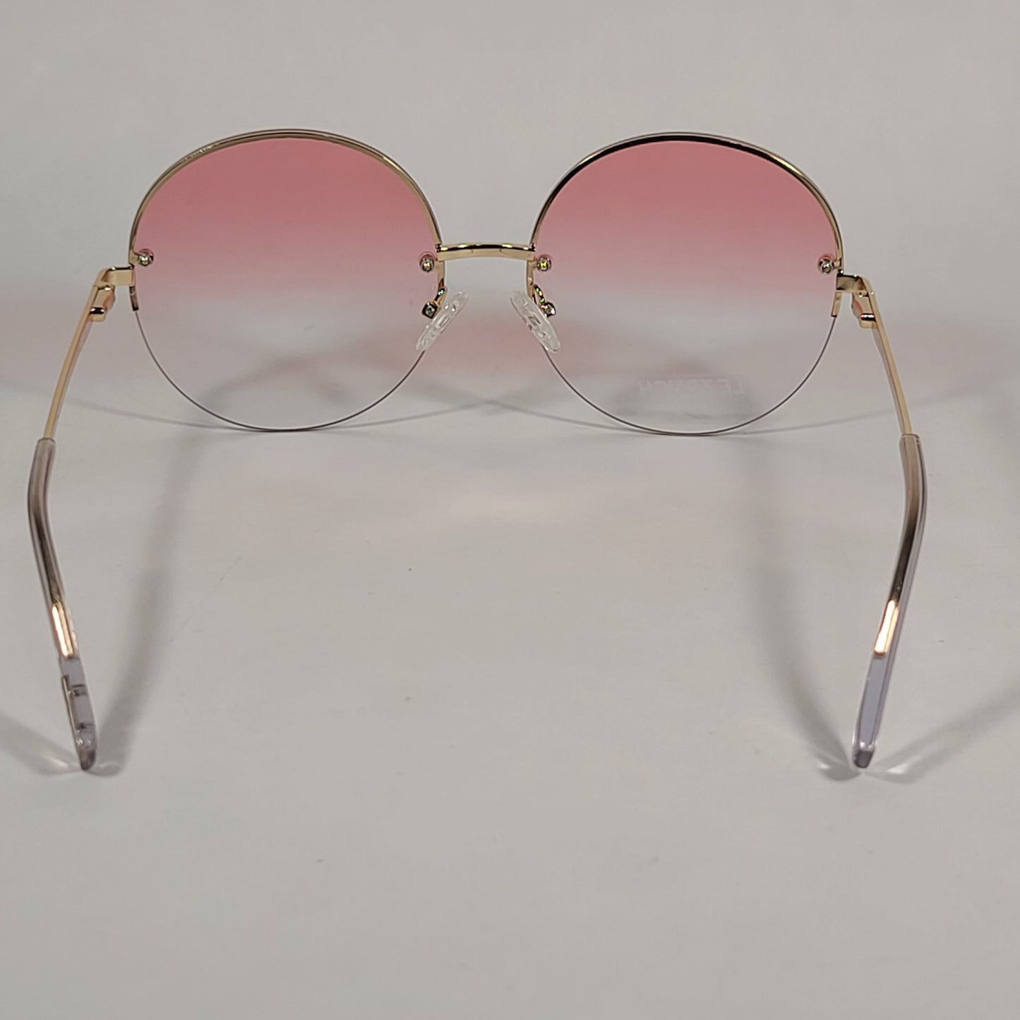 Le Specs Say My Name Round Sunglasses Gold Tone Metal Frame Pink Clear Gradient Lens LSP1802457 - Sunglasses