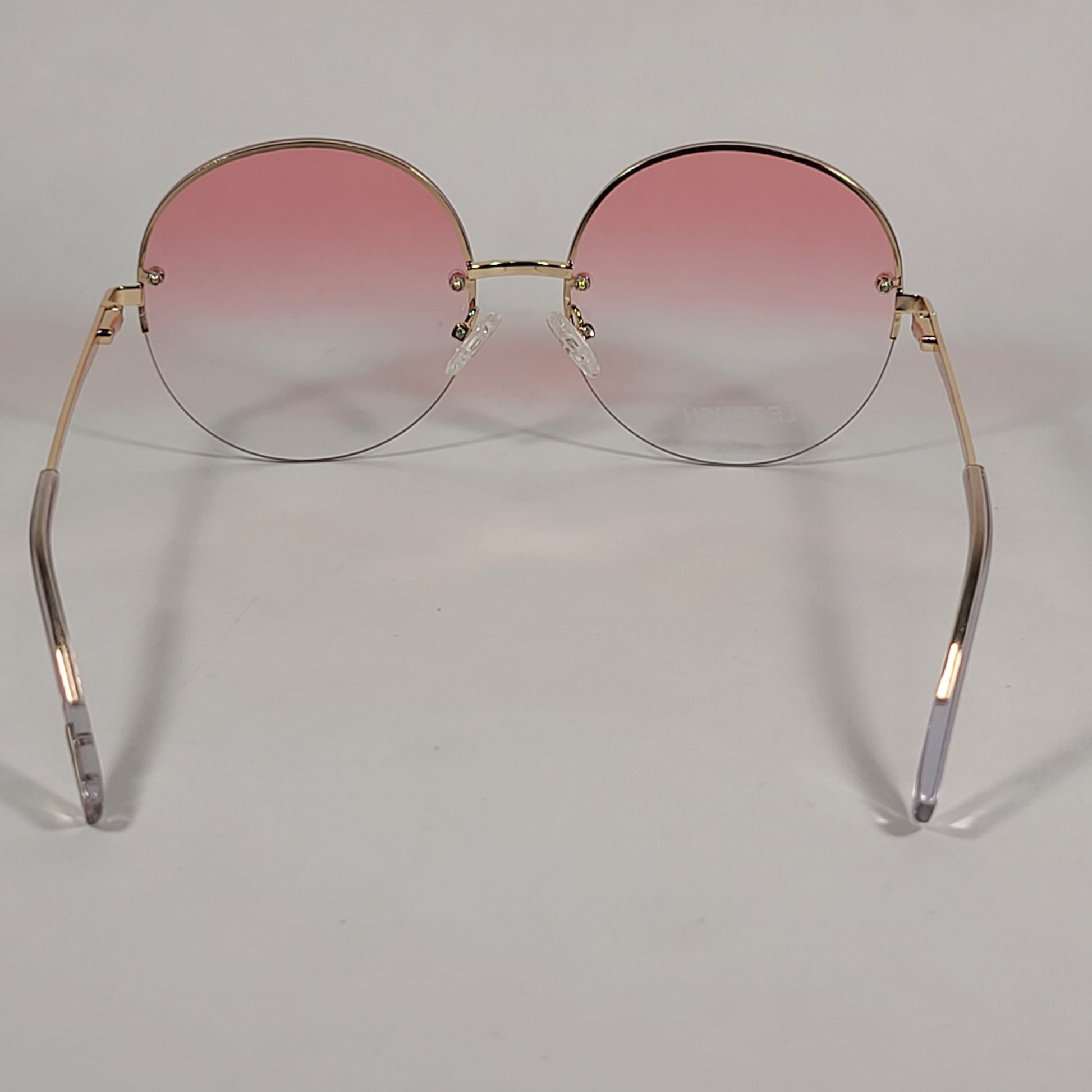 Le Specs Say My Name Round Sunglasses Gold Tone Metal Frame Pink Clear Gradient Lens LSP1802457 - Sunglasses