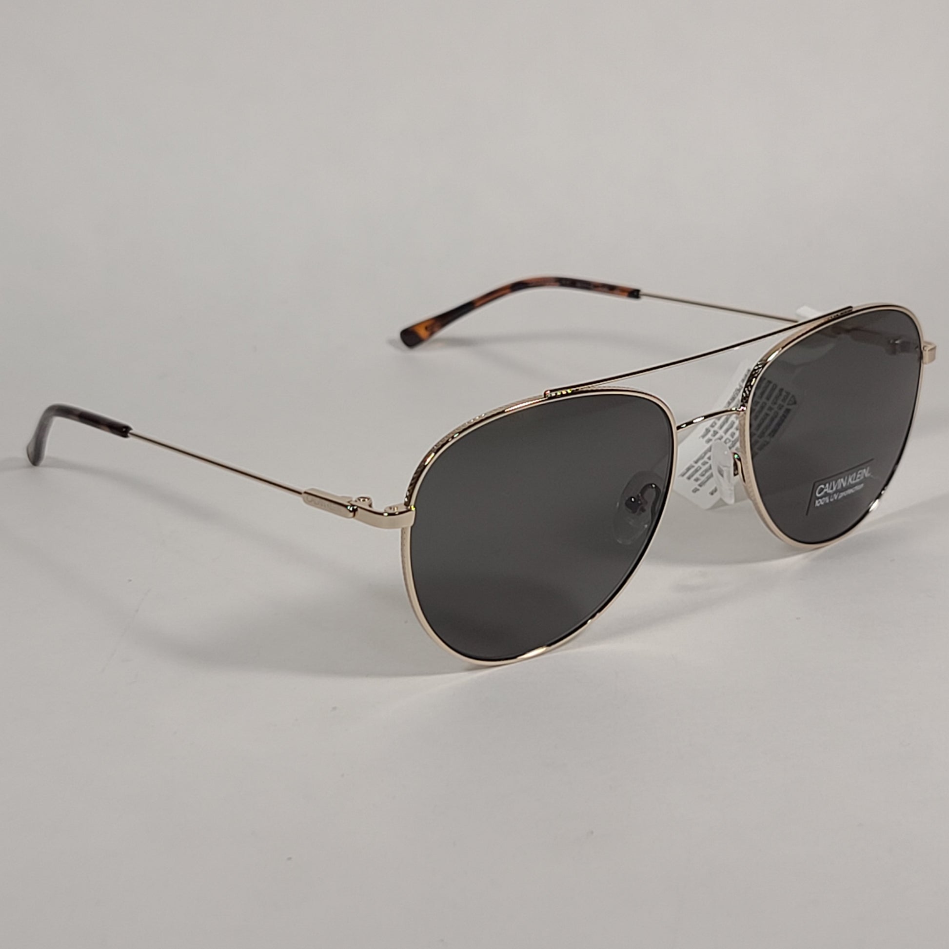 Calvin Klein CK20120S 717 Aviator Pilot Sunglasses Gold Frame Green Tinted Lens - Sunglasses