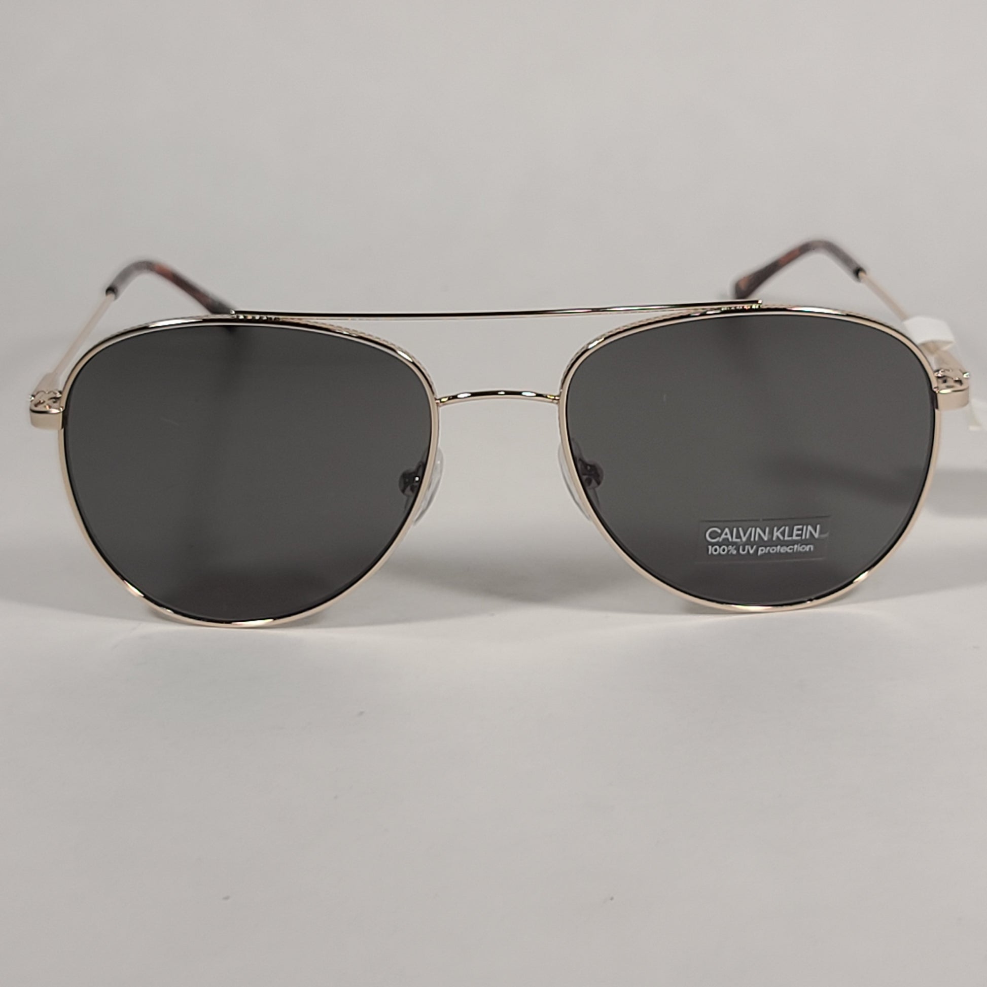 Calvin Klein CK20120S 717 Aviator Pilot Sunglasses Gold Frame Green Tinted Lens - Sunglasses