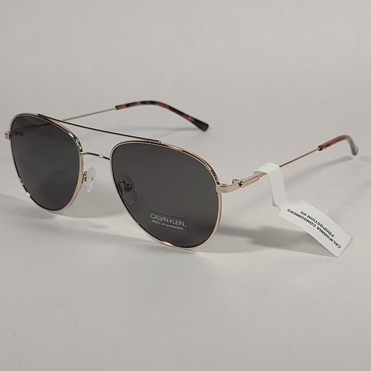 Calvin Klein CK20120S 717 Aviator Pilot Sunglasses Gold Frame Green Tinted Lens - Sunglasses