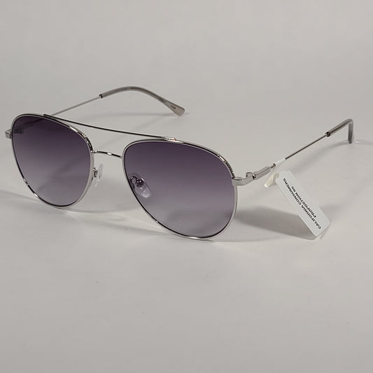 Calvin Klein CK20120S 045 Aviator Pilot Sunglasses Silver Frame Smoke Gradient Lens - Sunglasses
