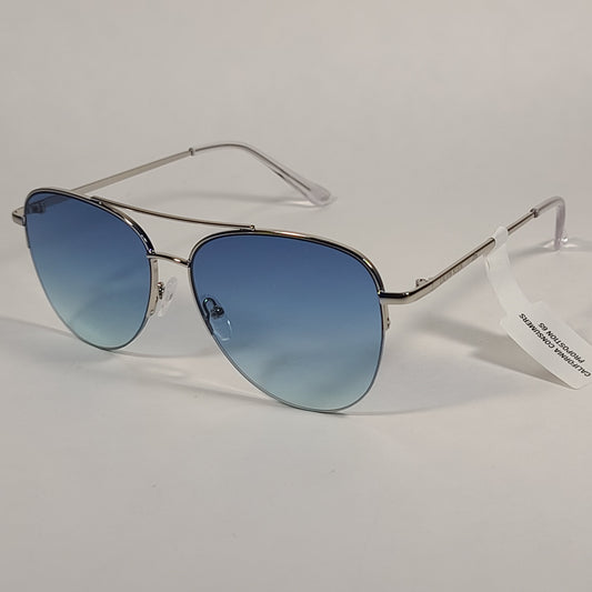 Calvin Klein Aviator Half Rim Sunglasses CK20119S 045 Silver Frame Blue Gradient Lens - Sunglasses