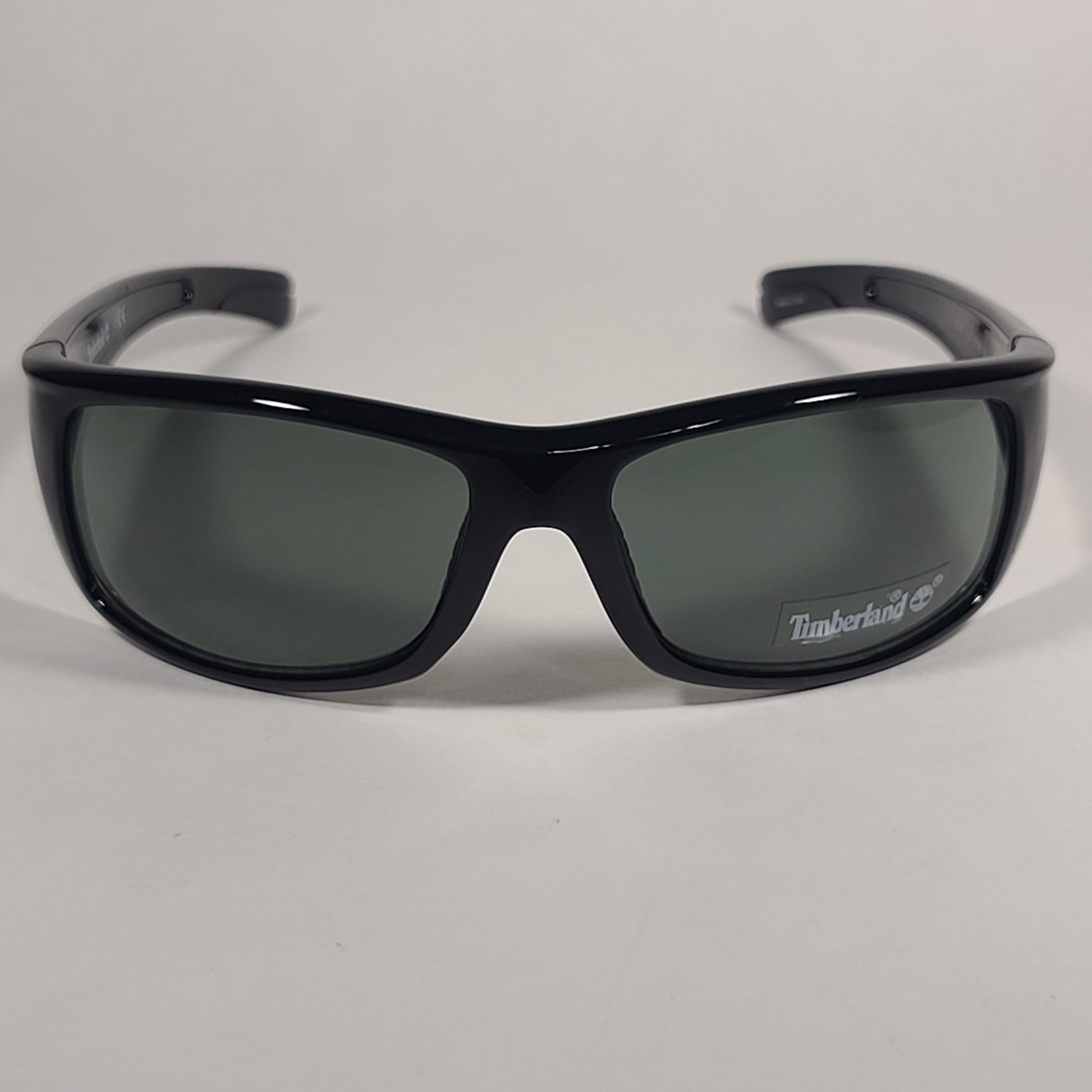 Timberland Wrap Sunglasses Shiny Black Frame Green Lens TB7127 01N - Sunglasses