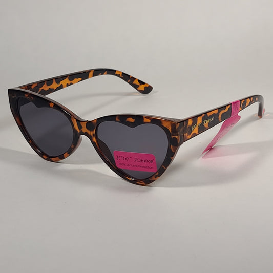 Betsey Johnson Heart Shape Sunglasses Brown Tortoise Frame Gray Tinted Lens BJ899214 TORT - Sunglasses