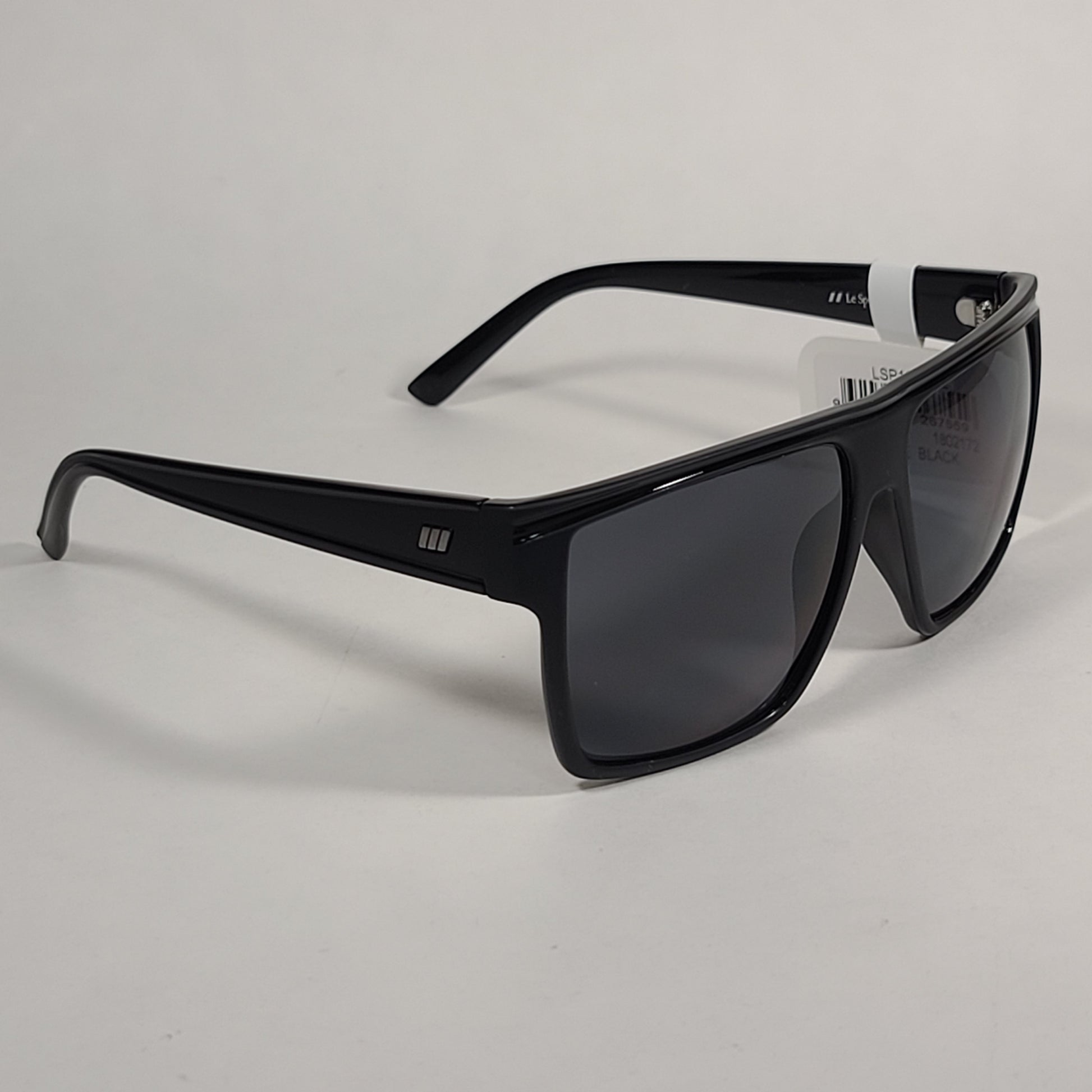 Le Specs Dirty Magic Shield Square Sunglasses Matte Black Frame Gray Mono Lens LSP1802172 - Sunglasses