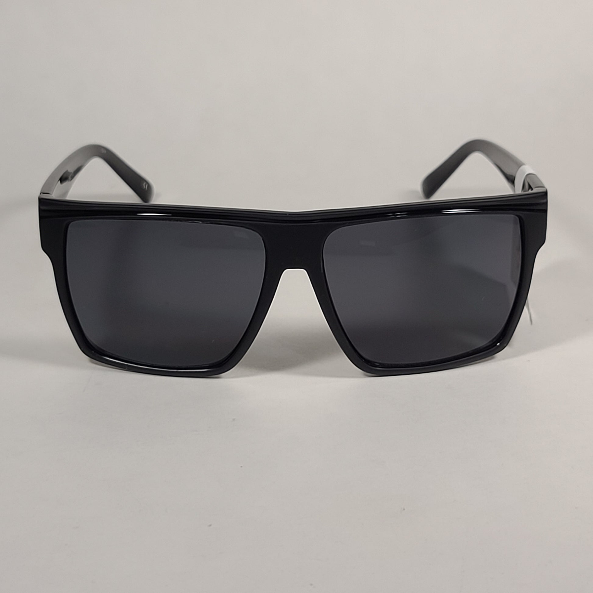 Le Specs Dirty Magic Shield Square Sunglasses Matte Black Frame Gray Mono Lens LSP1802172 - Sunglasses