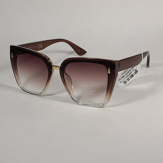 Tahari Cat Eye Shield Sunglasses Brown Crystal Frame Brown Gradient Lens TH816 BNX - Sunglasses