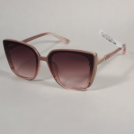 Tahari Cat Eye Square Sunglasses Pink Rose Frame Brown Gradient Lens TH769 RS - Sunglasses