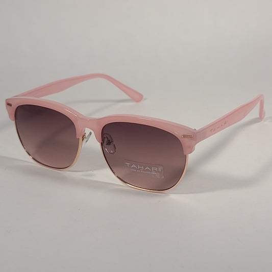 Tahari Square Club Sunglasses Pink Frame Brown Gradient Lens TH622 PK - Sunglasses