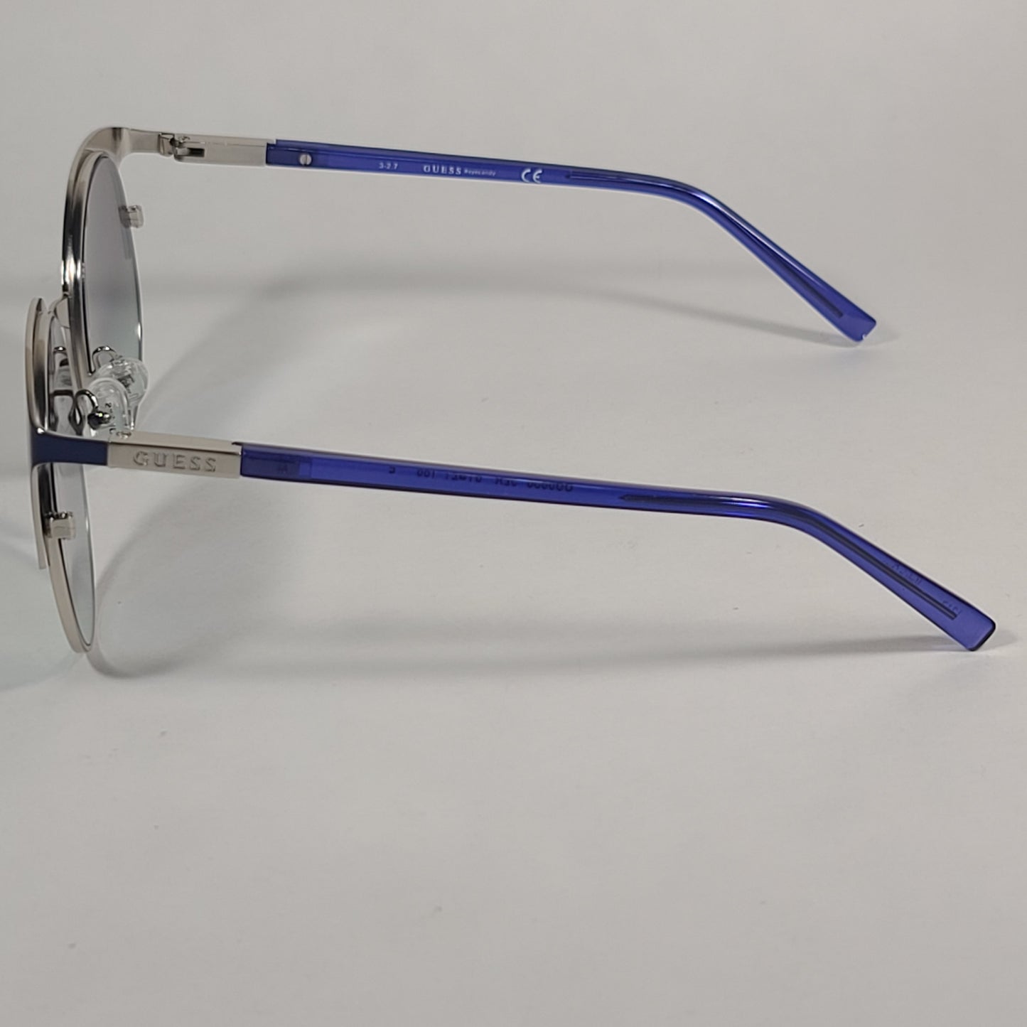 Guess Round Sunglasses GU3036 92X Blue And Silver Frame Blue Flash Mirror Lens - Sunglasses