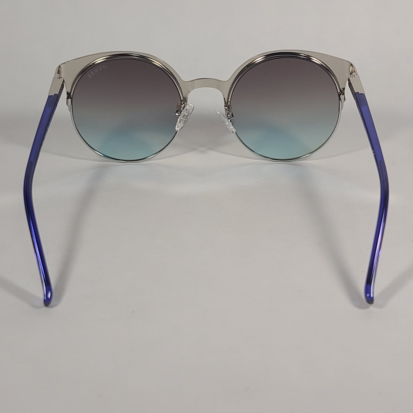 Guess Round Sunglasses GU3036 92X Blue And Silver Frame Blue Flash Mirror Lens - Sunglasses