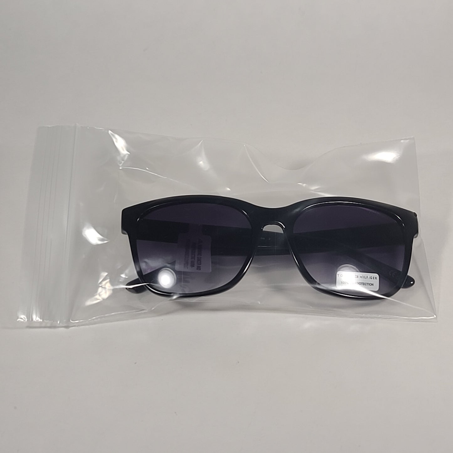 Tommy Hilfiger Lilly Square Sunglasses Shiny Black Frame Smoke Gradient Lens LILLY WP OL481 - Sunglasses